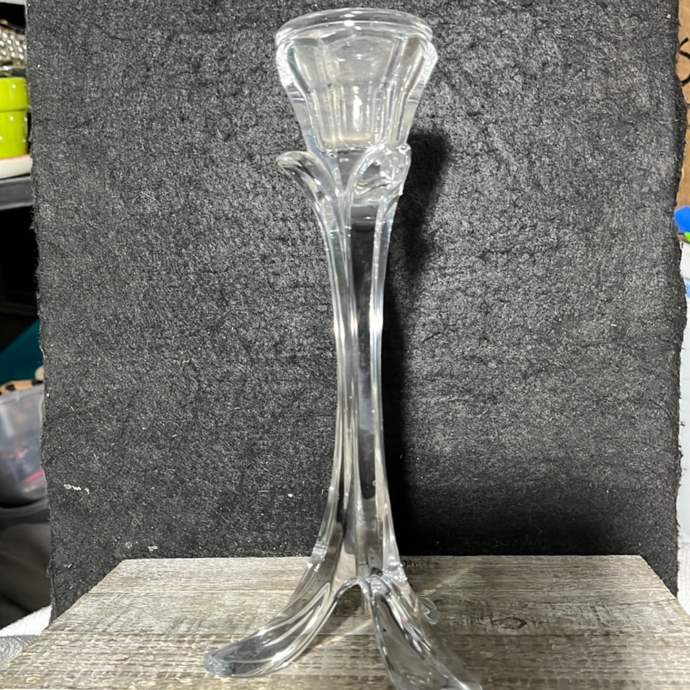 Vintage Cristal D'arques Lead Crystal Candle Stick Holder Footed 8.5" France